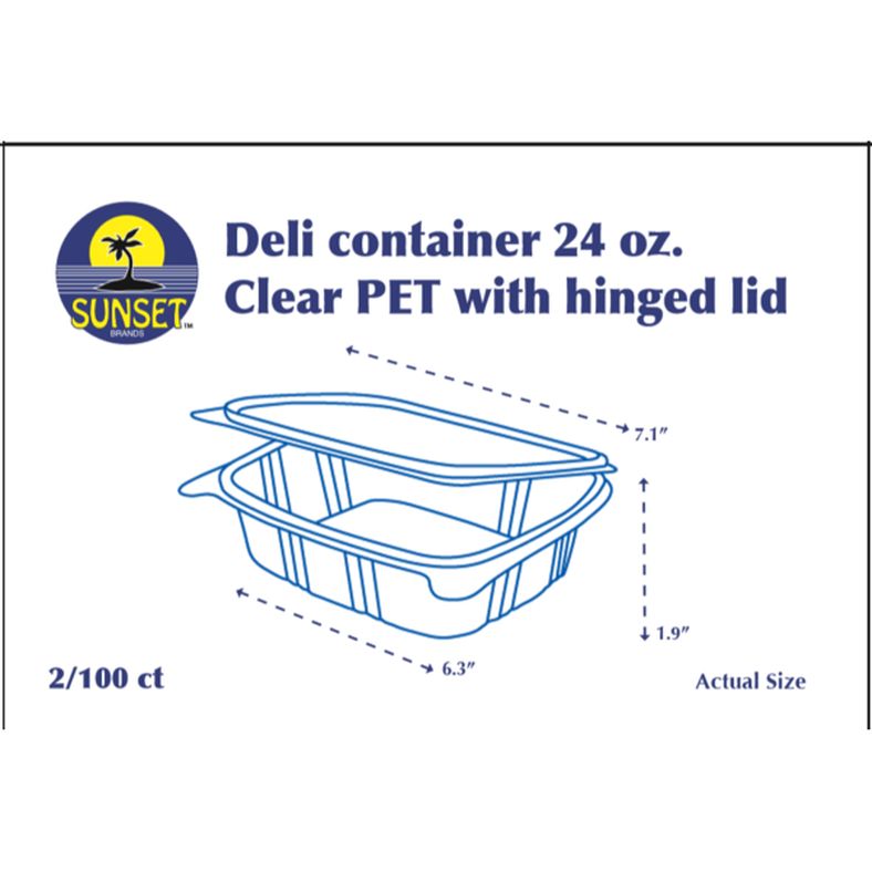 Sunset - Clear Hinged Container - 24 oz - 200 ct