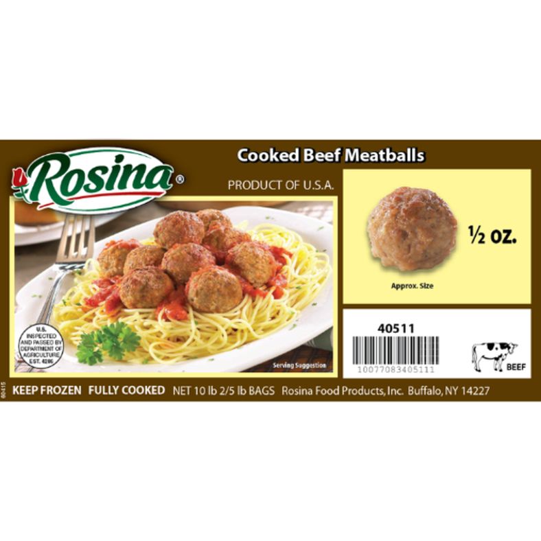 Rosina - Traditional Italian Beef Meatballs (0.5 oz each) - 10 lb