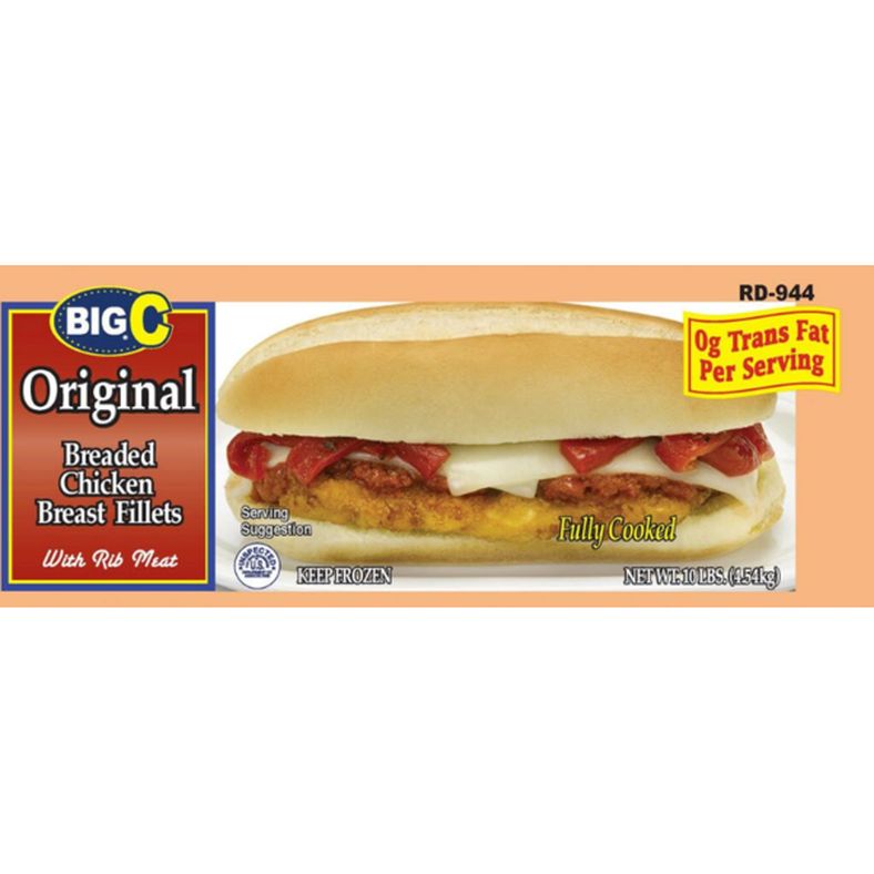 Big C - Fully Cooked Original Breaded Chicken Breast Fillets - 10 lb (39 ct avg)