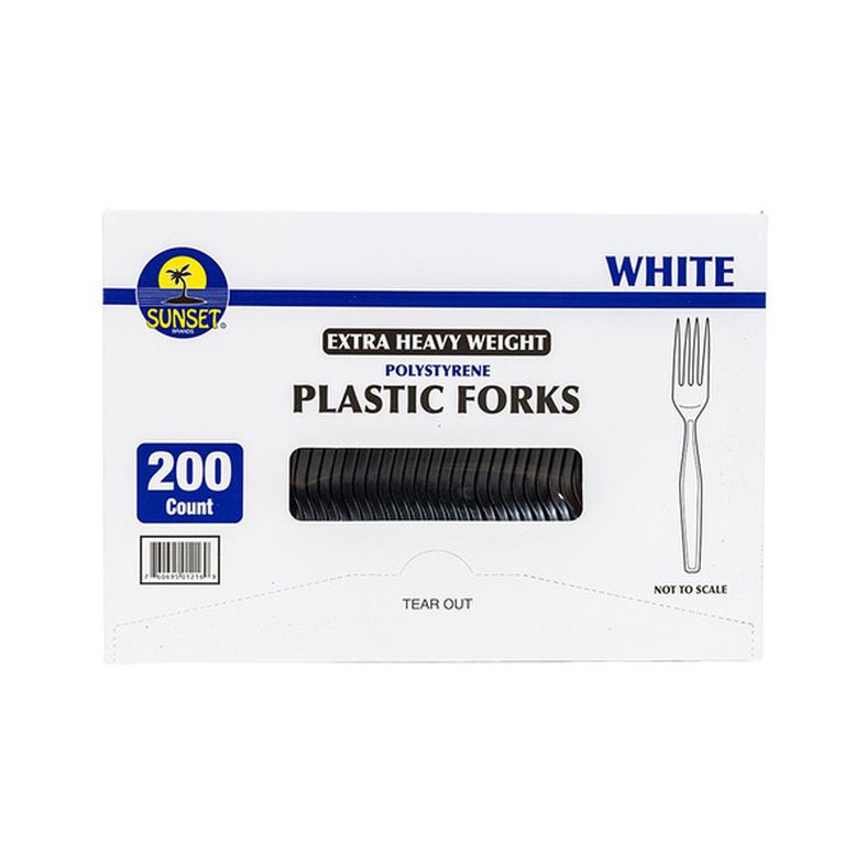 Sunset - Extra Heavy White Plastic Forks - 200 ct