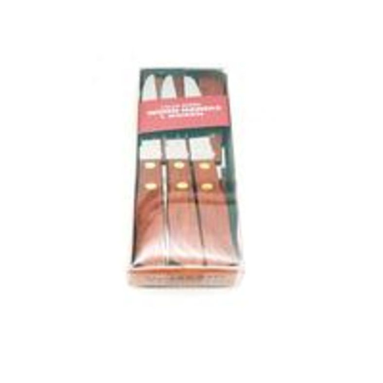 Qualite - Wood Handle Steak Knives with Pointed Tip - 12 ct