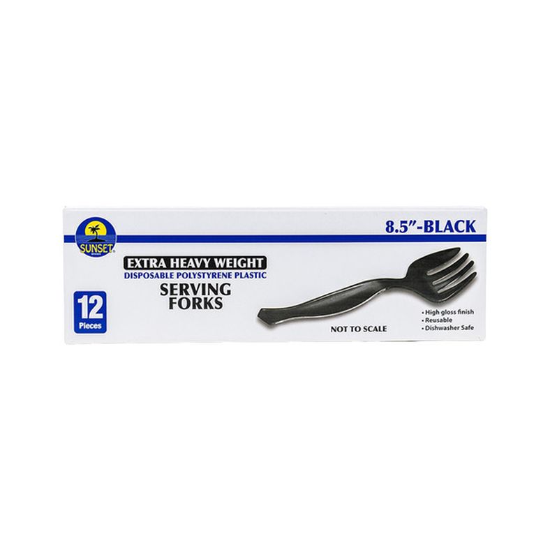 Sunset - Black Plastic Serving Forks - 12 ct