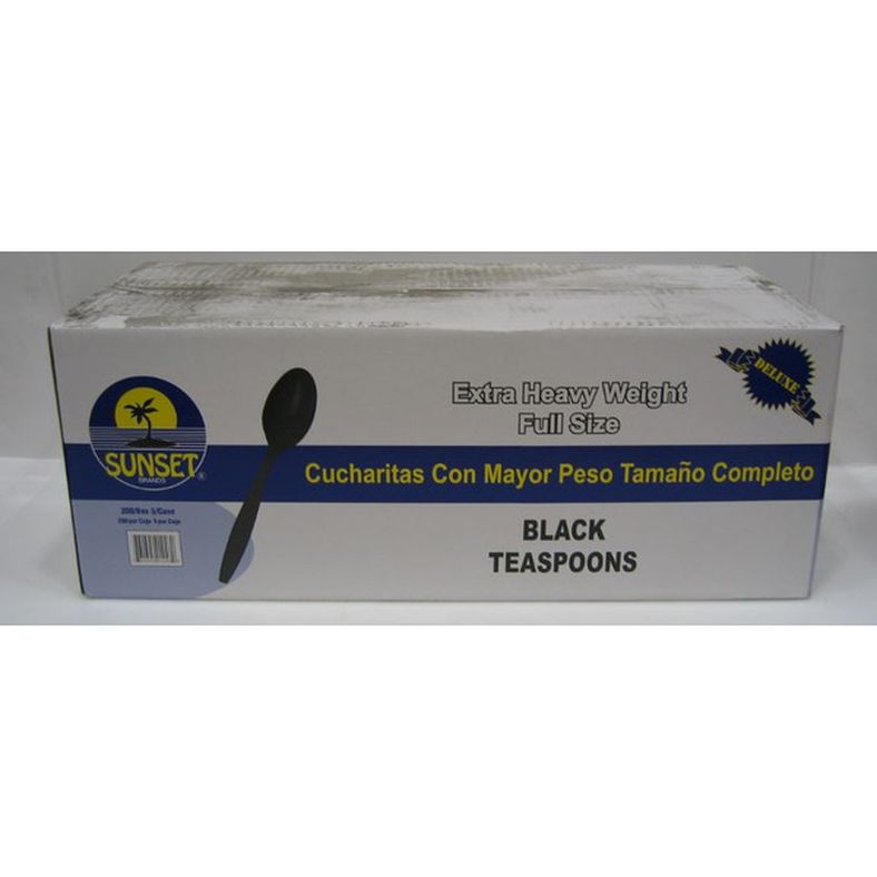 Sunset - Extra Heavy Black Plastic Teaspoons - 200 ct