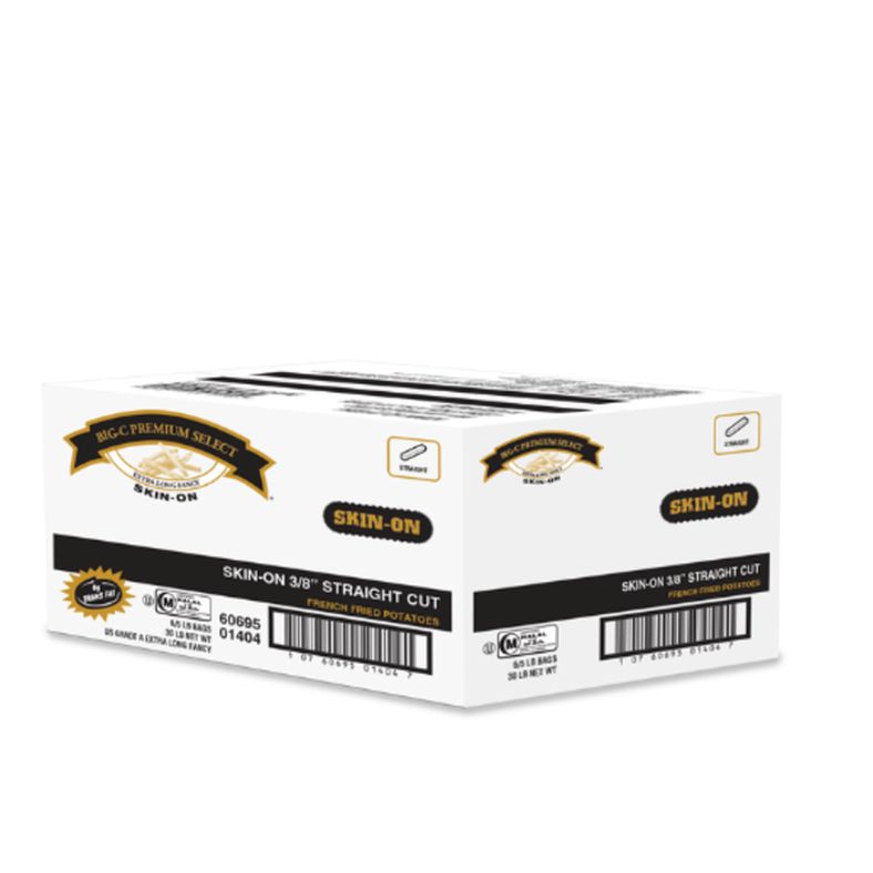Frozen Big C - 3/8" Straight Cut French Fries, Skin-On - 6/5 lbs