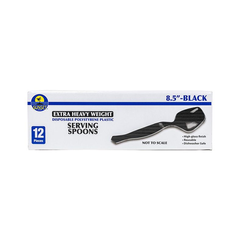 Sunset - Black Plastic Serving Spoons - 12 ct