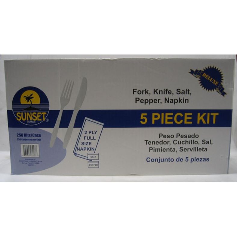 Sunset - Deluxe Wrapped Cutlery (Fork-Knife-Napkin-S&P) White - 250 ct