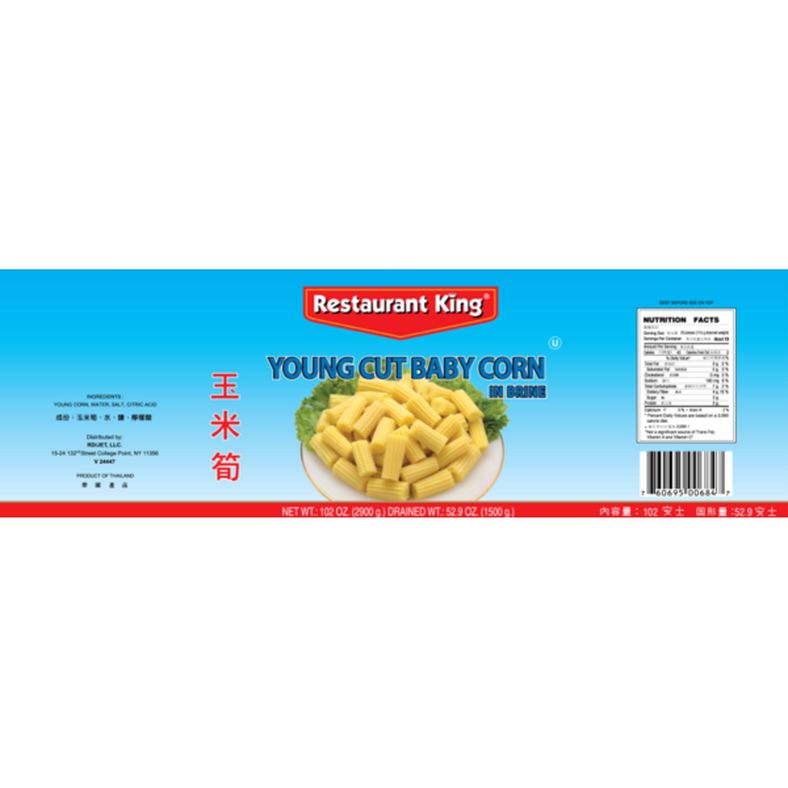 Restaurant King - Young Cut Baby Corn - #10 cans