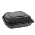Pactiv - Microwavable Hinged-Lid Takeout Container (1 Compartment, Black, 9x9x3") - 120 ct