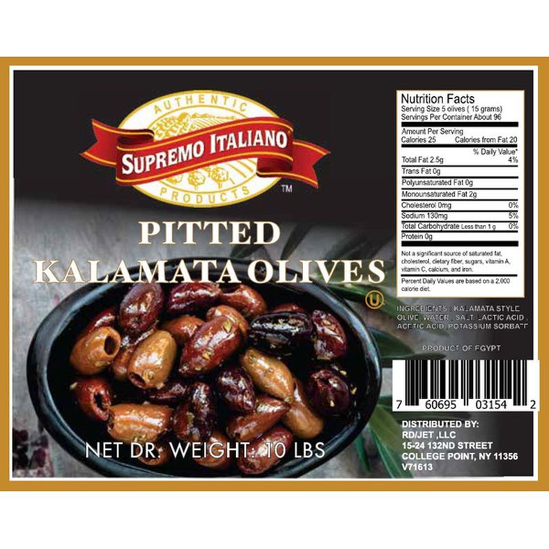 Supremo Italiano - Pitted Kalamata Olives - 10 lb