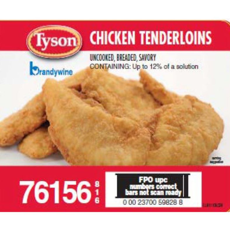 Tyson - Uncooked Breaded Savory Chicken Tenderloins - 10 lb (70 ct)