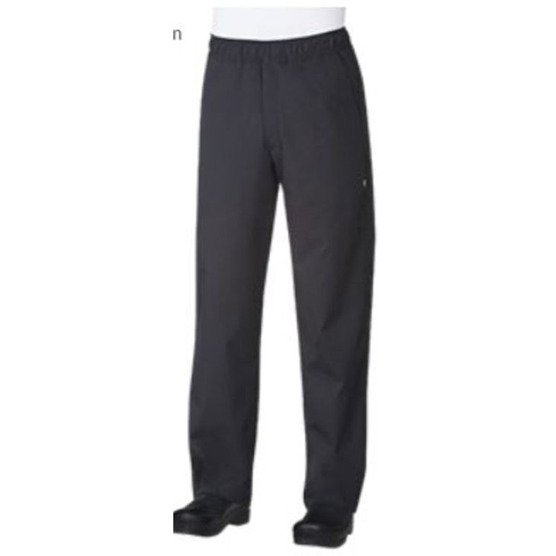 Chef Works - Basic Baggy Pants - Black (65/35 Poly/Cotton Twill, Large)