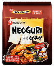 Neoguri Korean Stir-Fry Ramen Instant Noodle, Savory Spicy Seafood, 4 Bags, 548g
