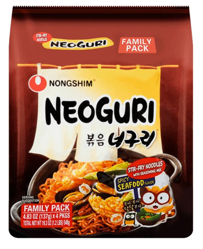 Neoguri Mì Ramen Xào Hàn Quốc Hương Vị Hải Sản Cay, 4 Túi, 548g