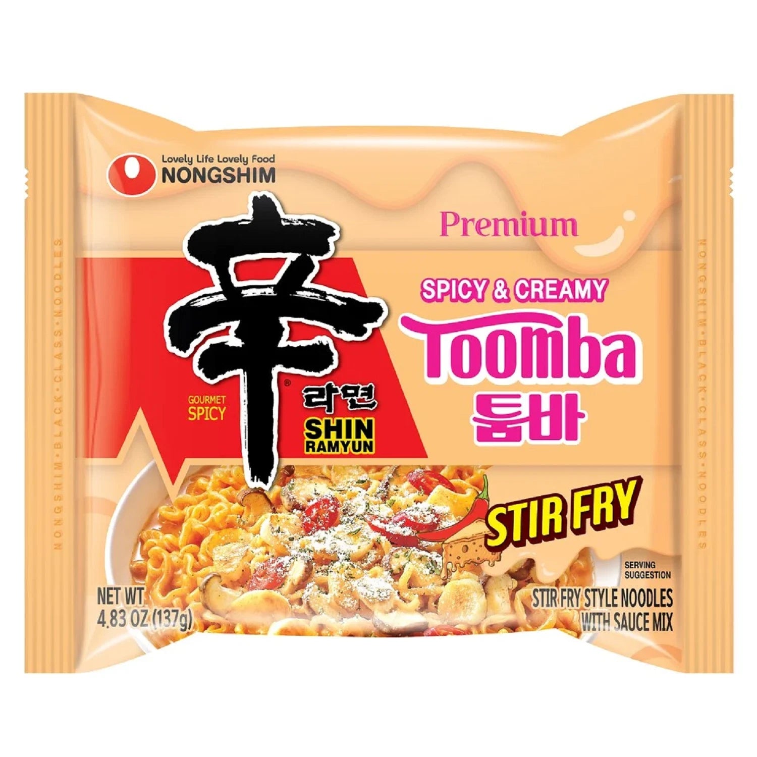 Nongshim Shin Toomba Stir Fry Creamy Premium Ramen Noodle Soup 4.83 oz X 4 Count
