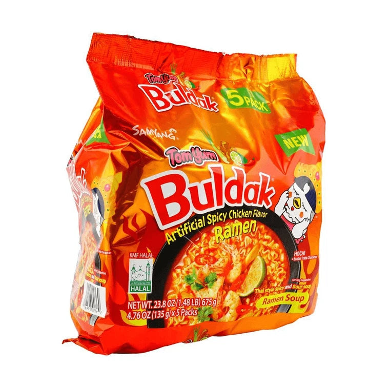 SAMYANG Buldak Tom Yum Thai Spicy & Sour Hot Chicken Ramen Soup Noodles, 5 Packs