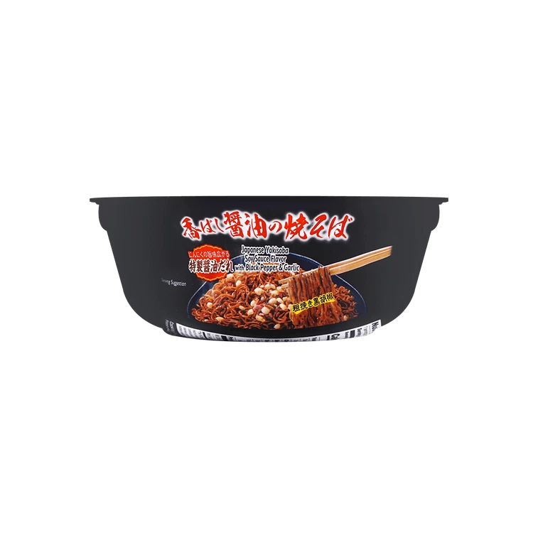 (5 Pack) MENRAKU Japan Yakisoba Noodles with Black Pepper Garlic Soy Sauce, 118g